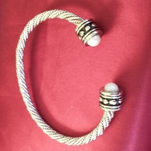 Classic Silvertone Cable Cuff Bracelet